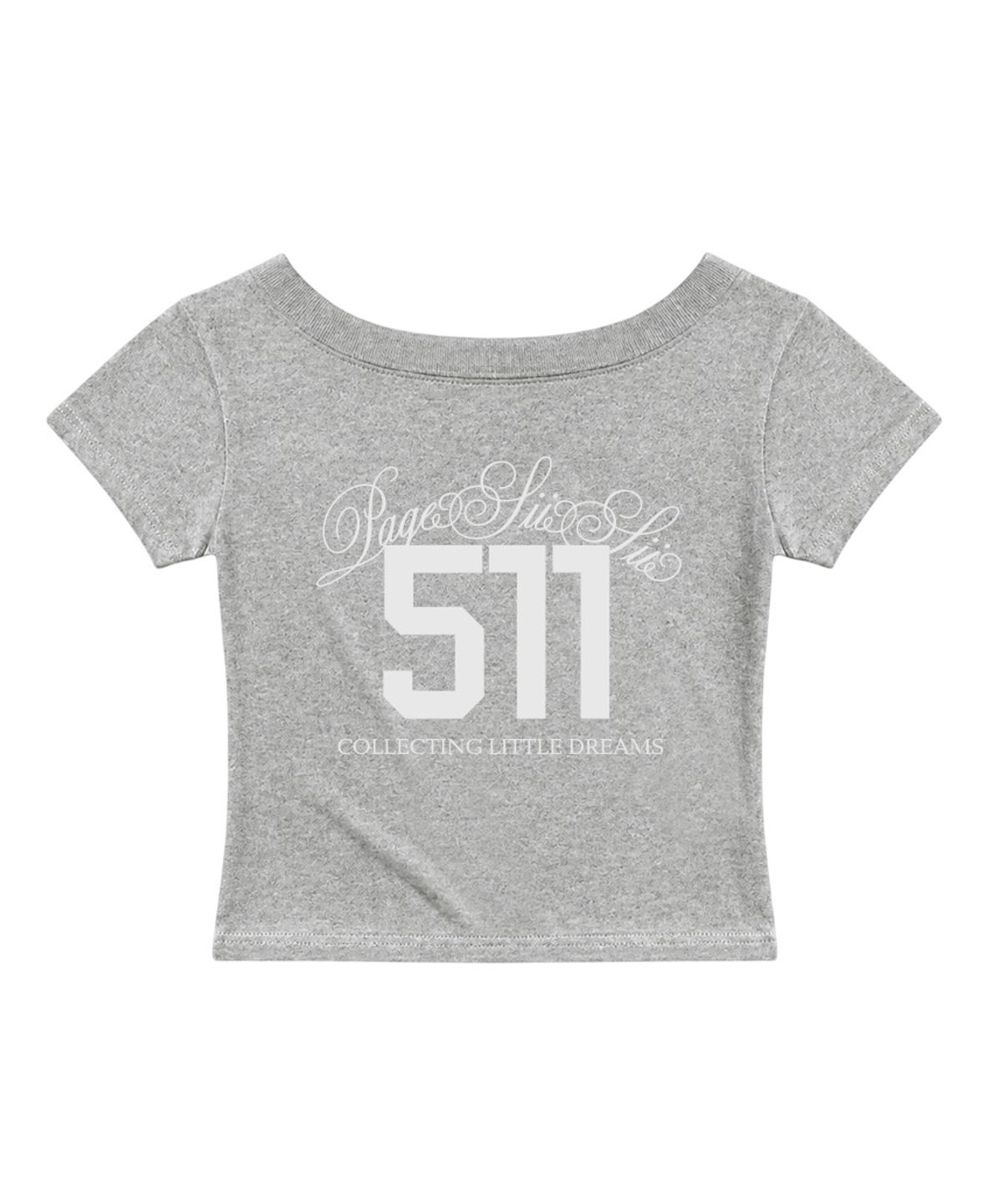 페이지시시(PAGESIISII) 511 레터링 프린팅 원숄더 슬림핏 반팔티 그레이
