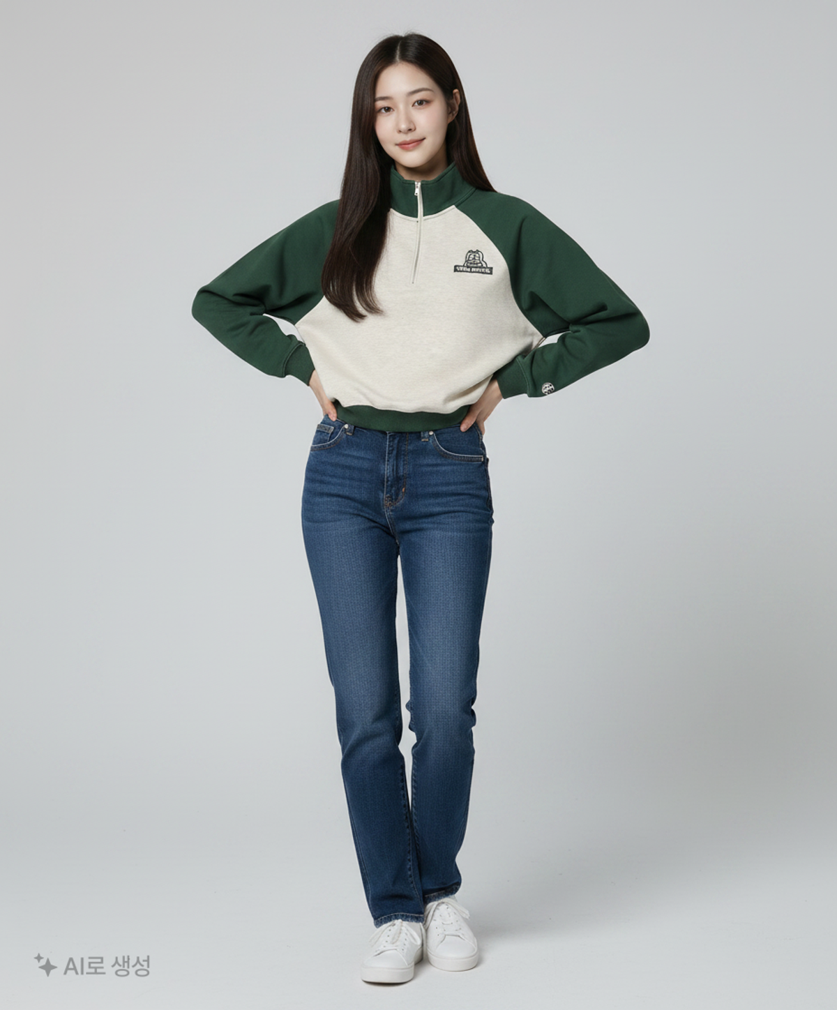 팀코믹스(TIMCOMIX) COLOR BLOCK RAGLAN HAIF ZIP UP GREEN M