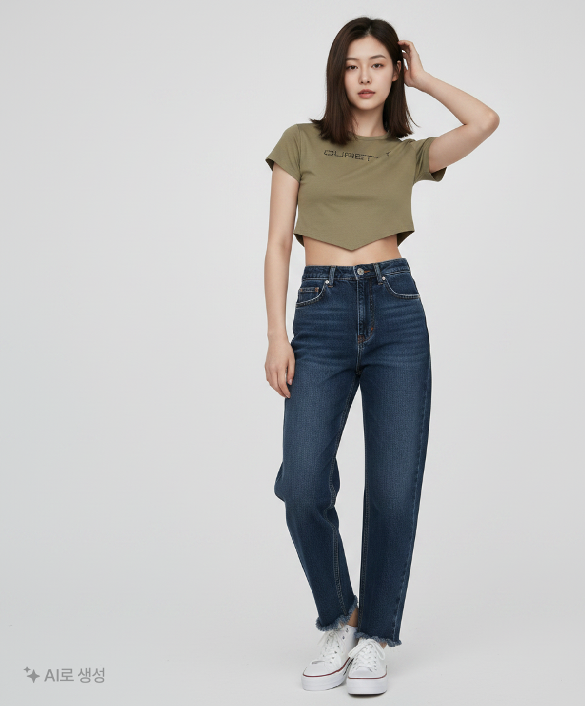 큐리티(CURETTY) C DIAGONAL HEMLINE T-SHIRT_KHAKI S