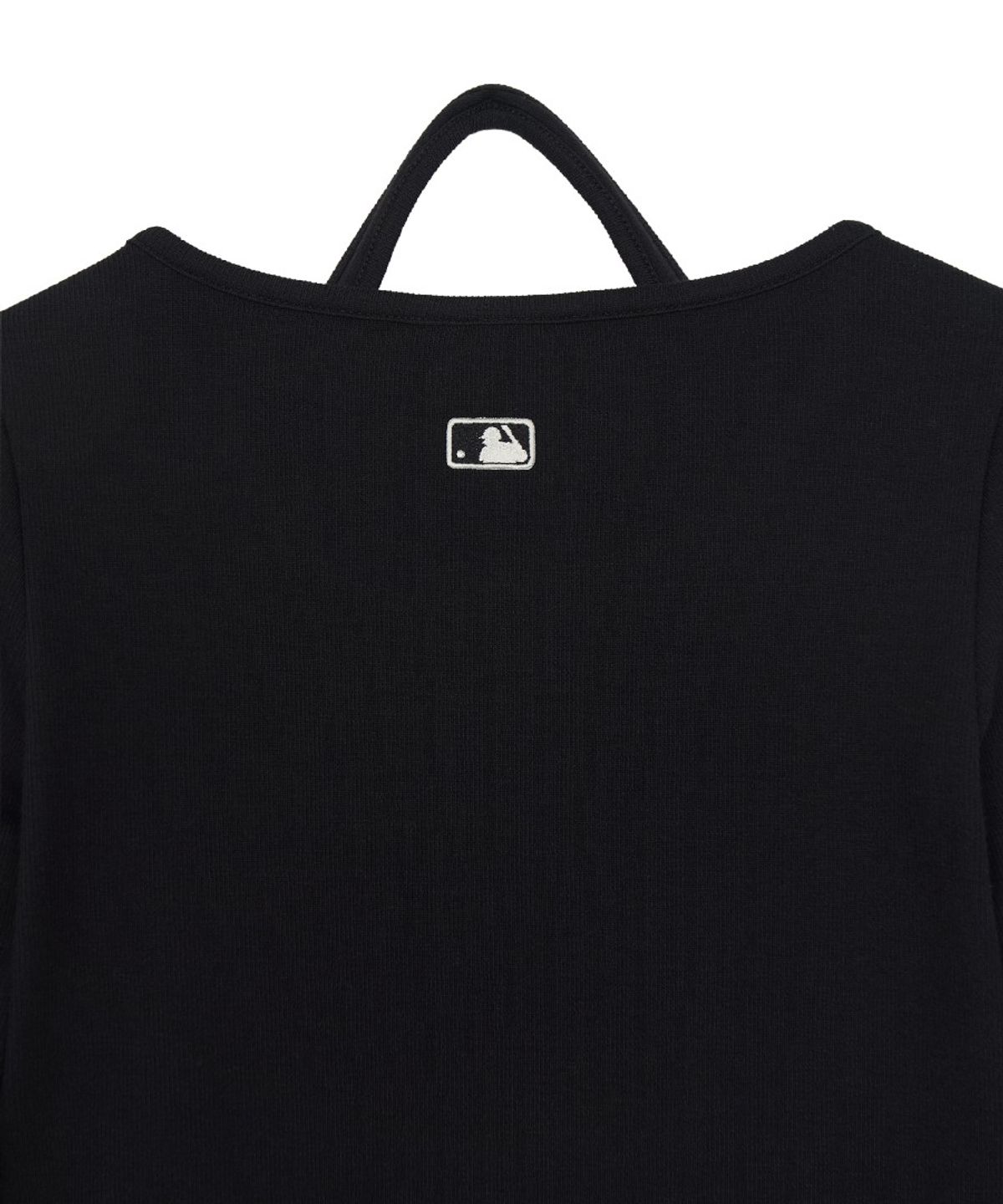 엠엘비(MLB) 여성 베이직 헨리넥 레이어드 슬림 세미크롭 긴팔 티셔츠 LA (Black)