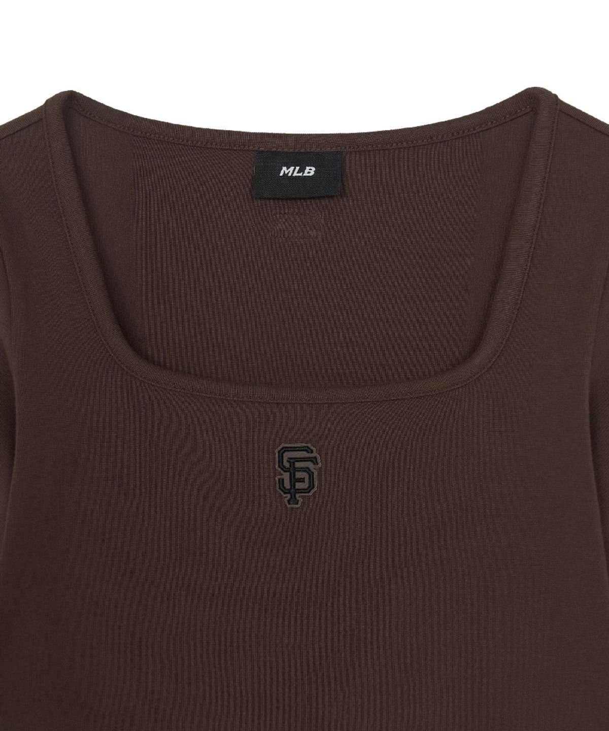 엠엘비(MLB) 여성 베이직 슬림 세미크롭 스퀘어넥 긴팔 티셔츠 SF (D.Brown)