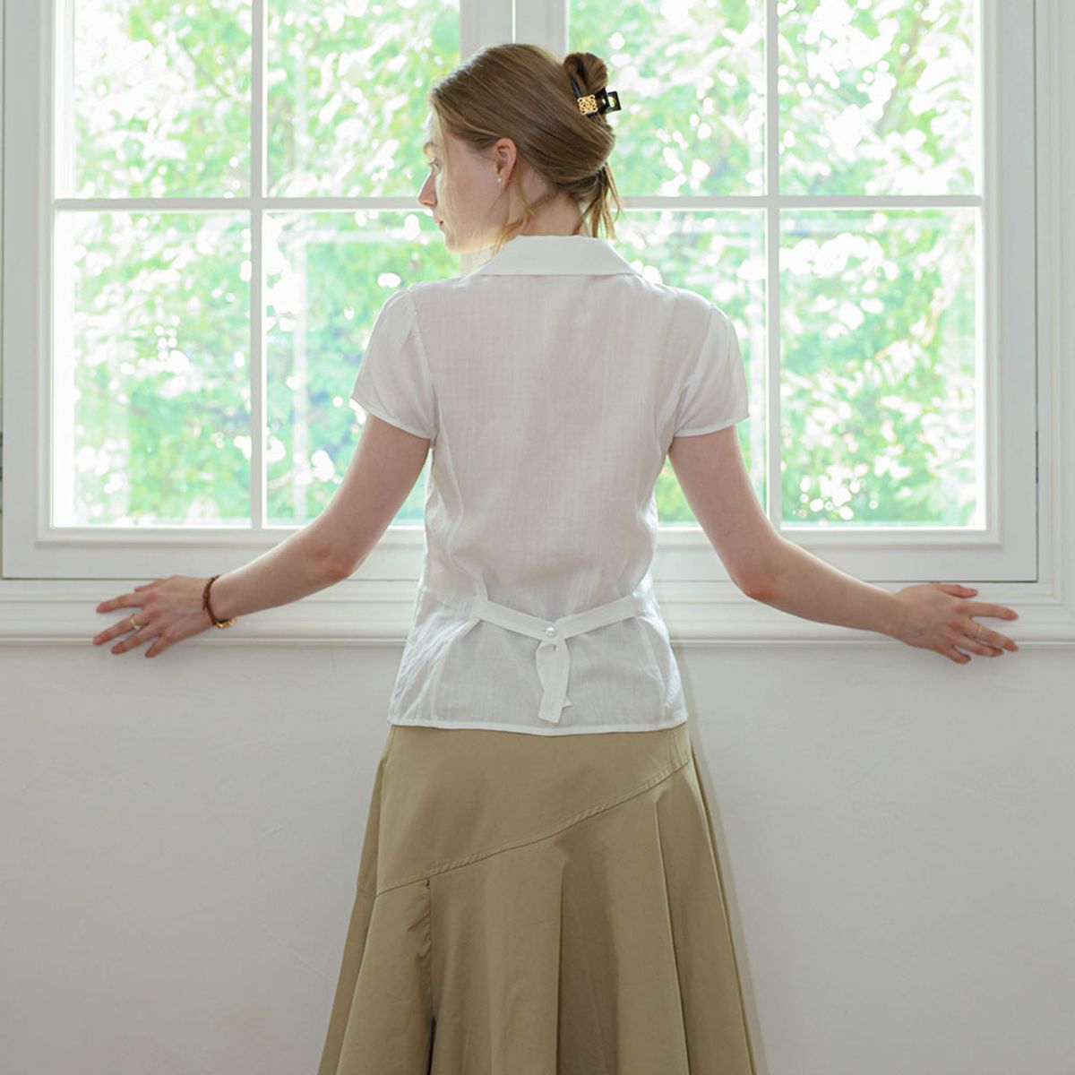 던드롭(DUNDROP) DD_Peplum short sleeve shirt_2color