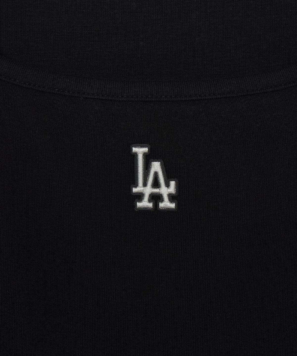 엠엘비(MLB) 여성 베이직 슬림 세미크롭 스퀘어넥 긴팔 티셔츠 LA (Black)