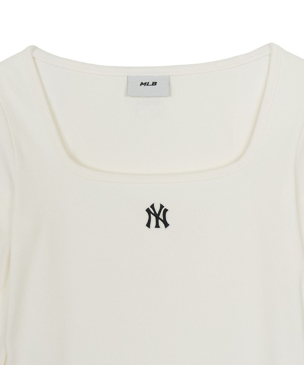 엠엘비(MLB) 여성 베이직 슬림 세미크롭 스퀘어넥 긴팔 티셔츠 NY (Cream)