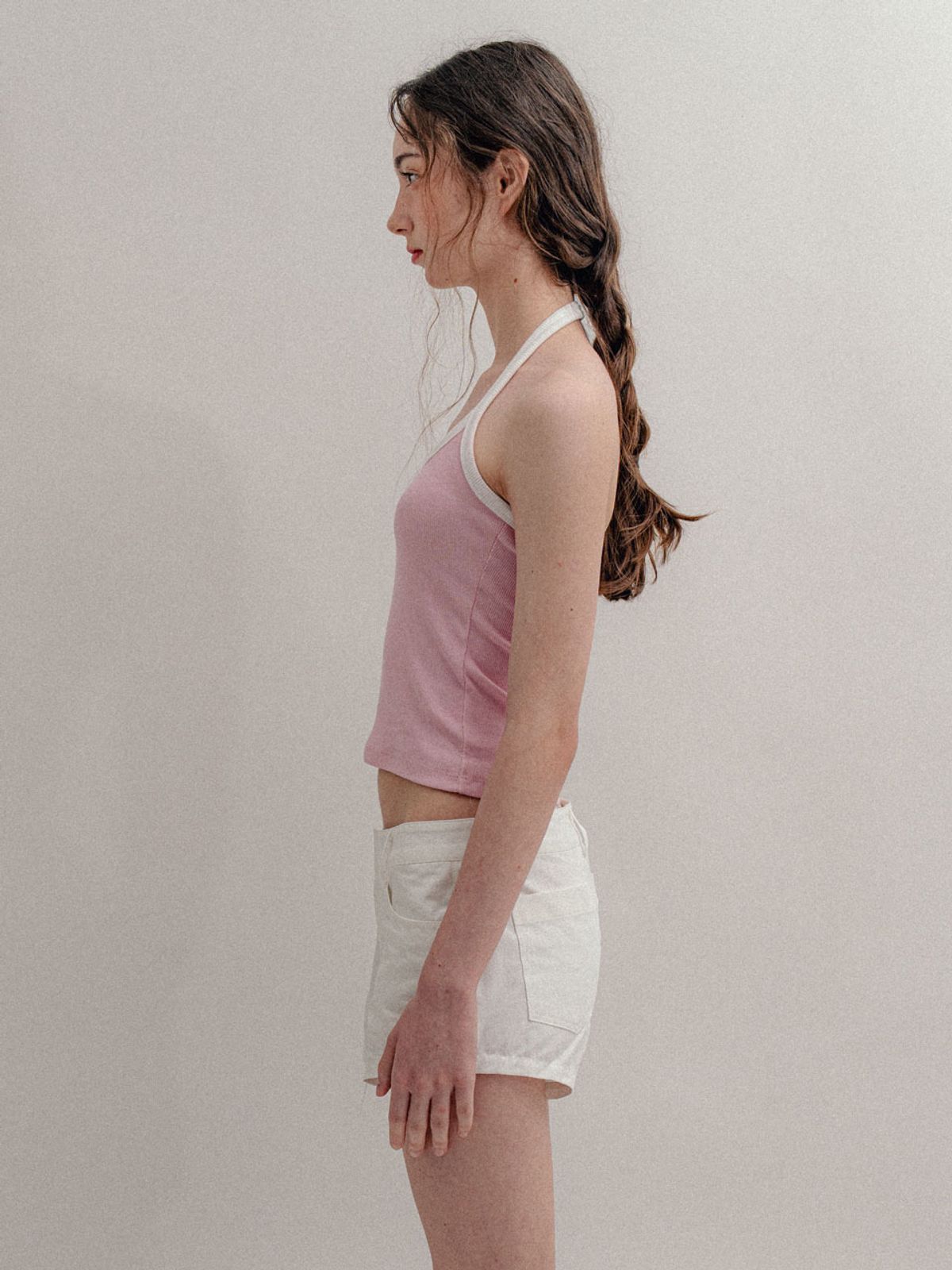 비수스(VISUS) Ribbed Halter Top_Pink
