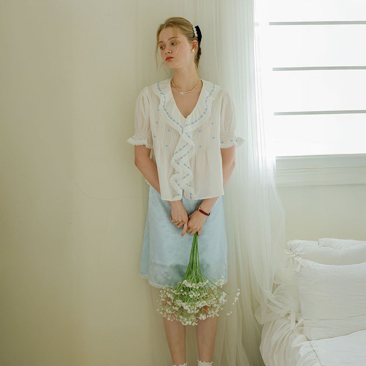 쎄무아듀(CEST MOIDEW) Cest_Floral jacquard mini skirt_BLUE