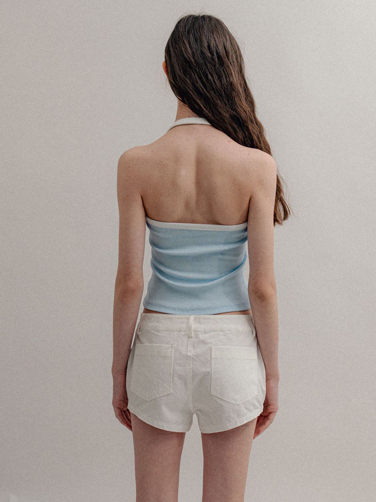비수스(VISUS) Ribbed Halter Top_Skyblue
