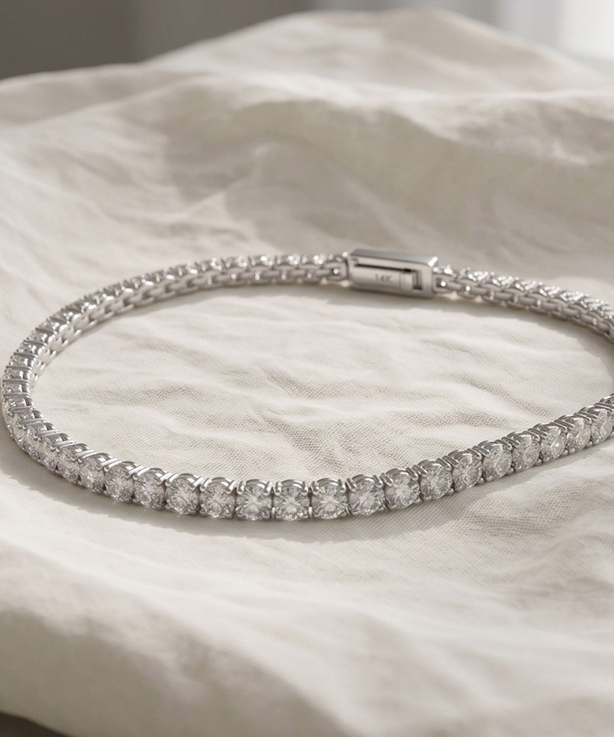 엘렌쥬얼리(HELENE JEWELRY) 14K 18K 랩 다이아몬드 2mm 4프롱 엘렌 테니스 금 팔찌