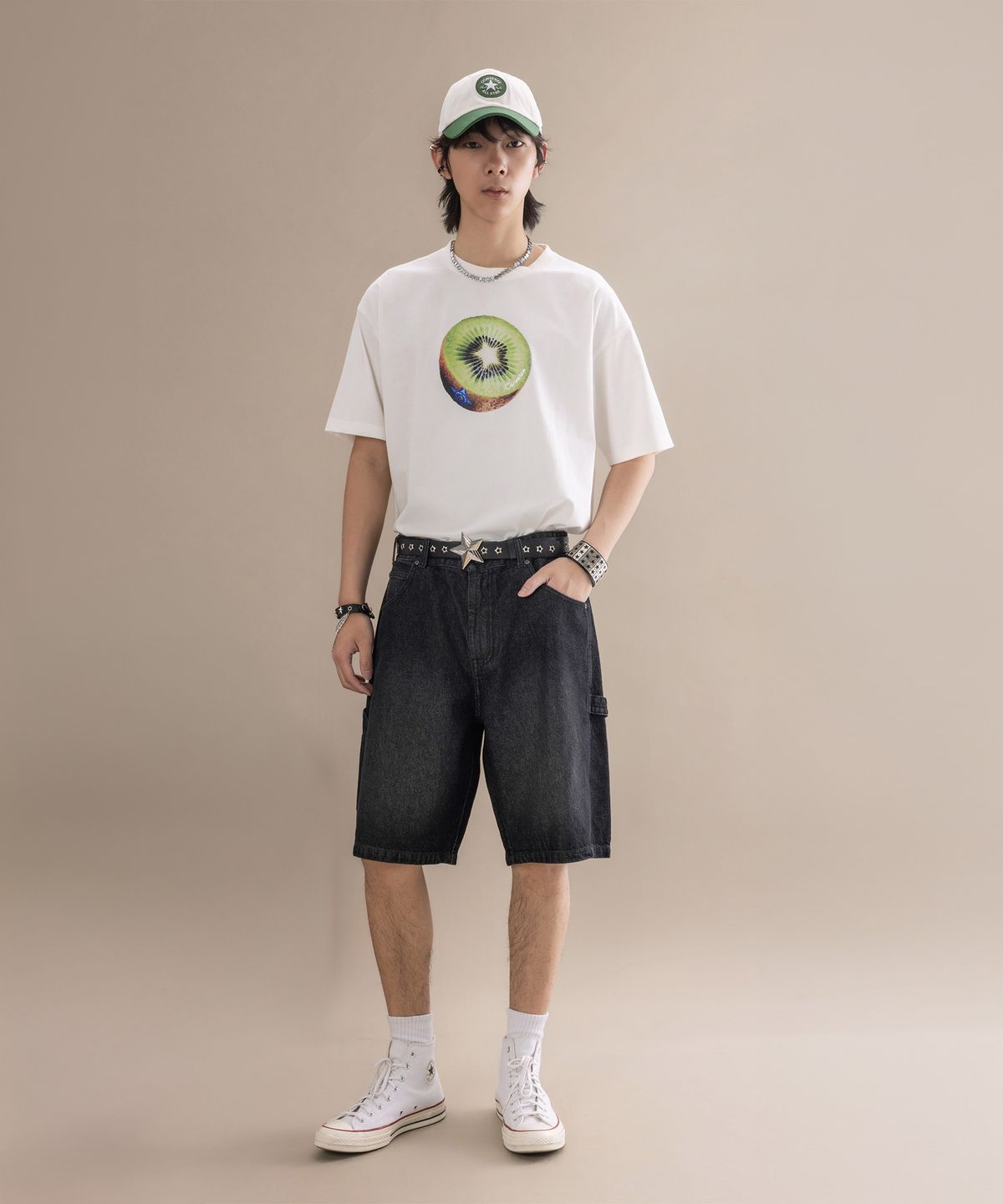 컨버스(CONVERSE) 데님 카고 쇼츠 블랙 데님 MCK085-DG0