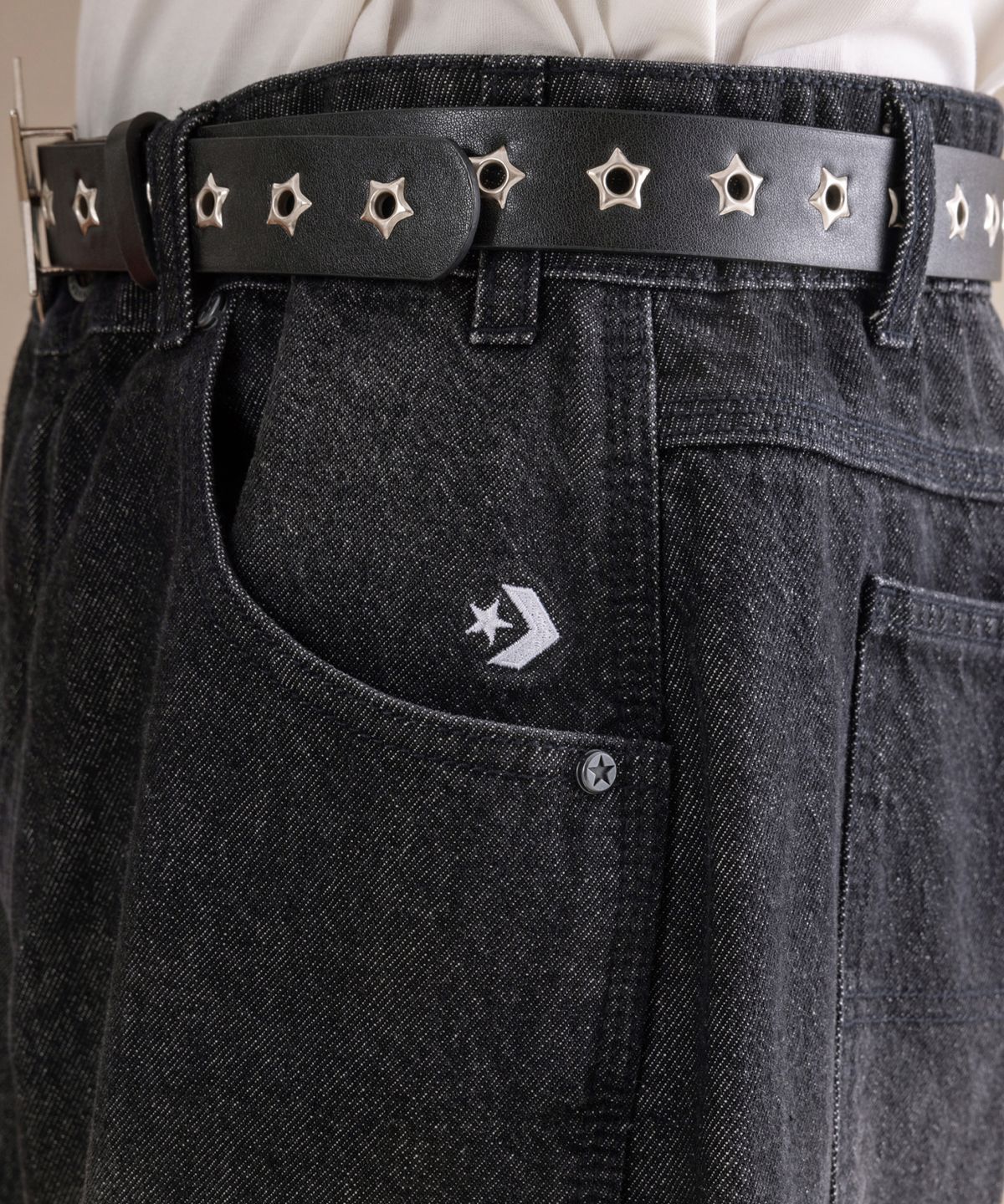 컨버스(CONVERSE) 데님 카고 쇼츠 블랙 데님 MCK085-DG0