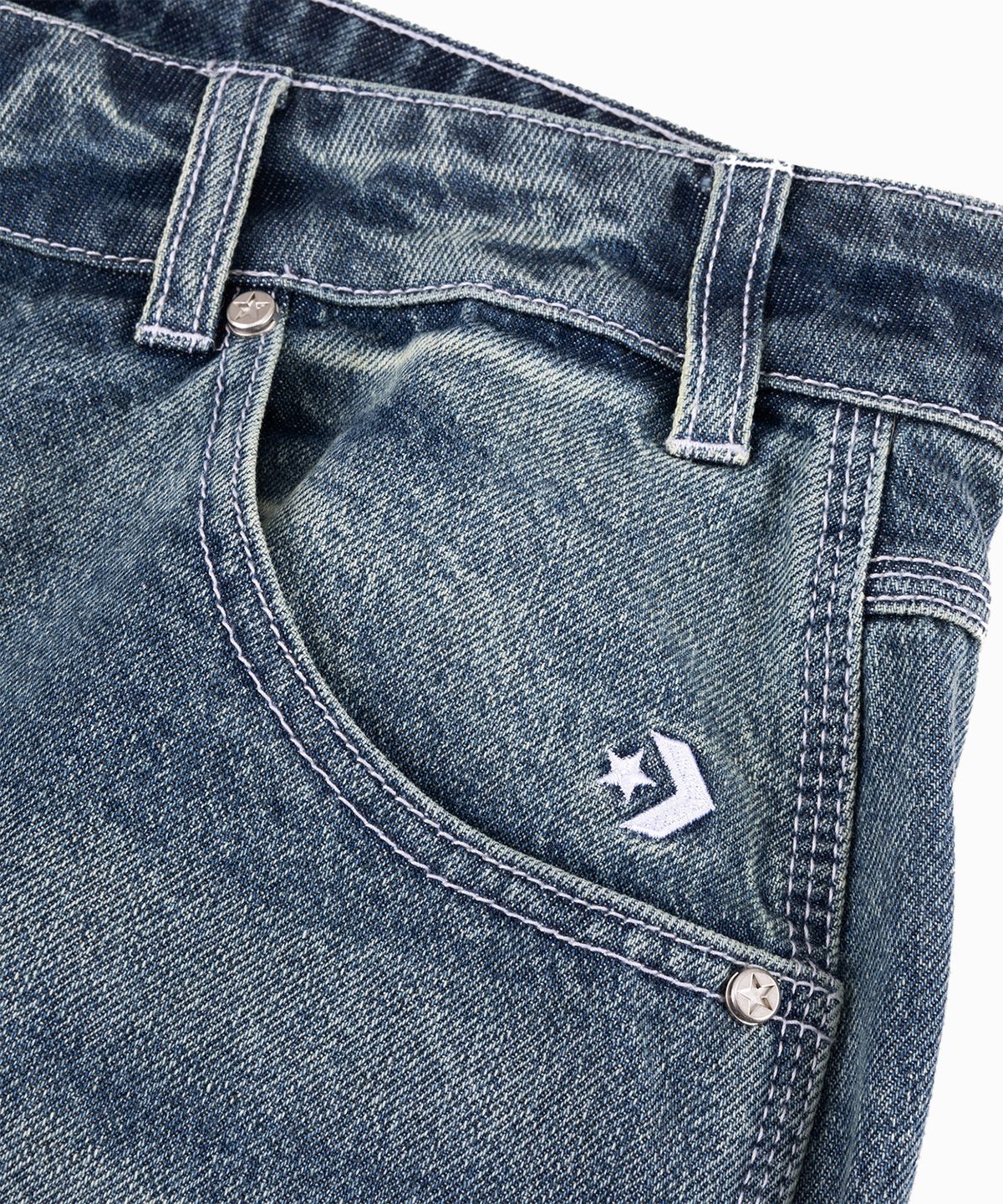 컨버스(CONVERSE) 데님 카고 쇼츠 블루 데님 MCK085-UHA