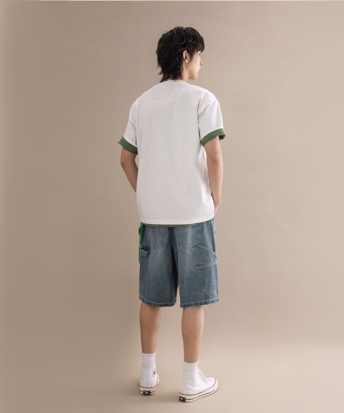 컨버스(CONVERSE) 데님 카고 쇼츠 블루 데님 MCK085-UHA