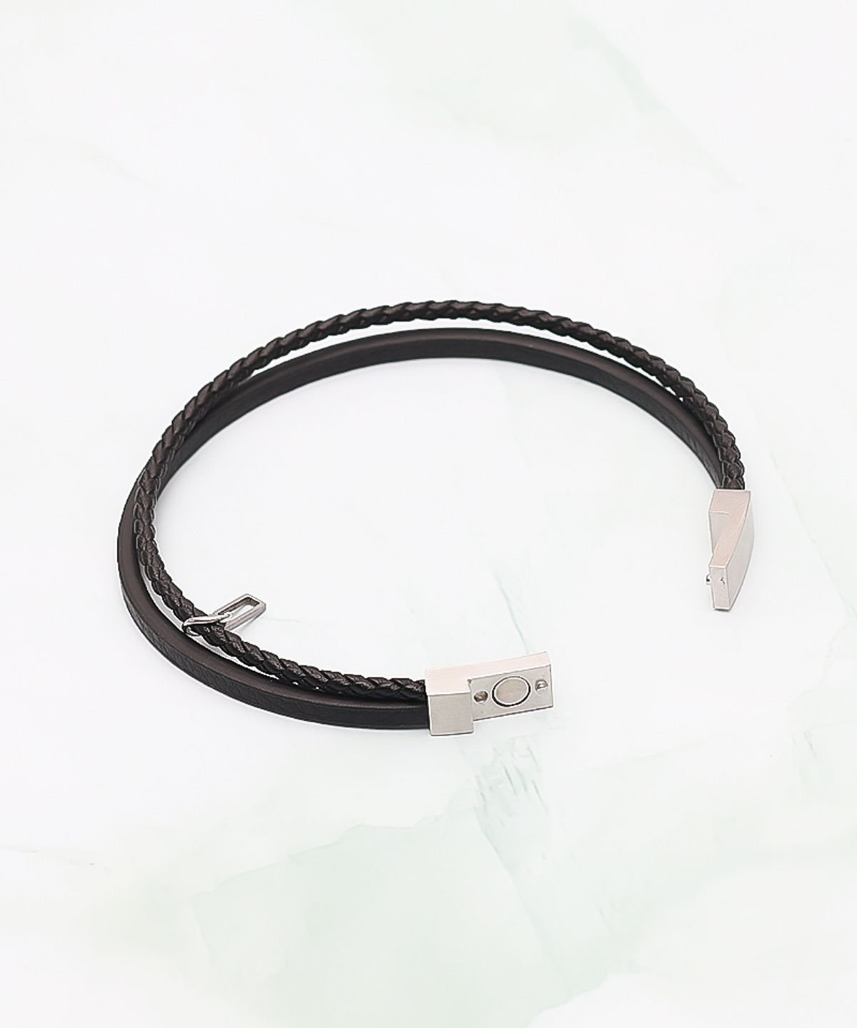 블랑시에르(BLANCIER) 쿼르 BM268B1298 더블 레이어드 소 가죽 팔찌