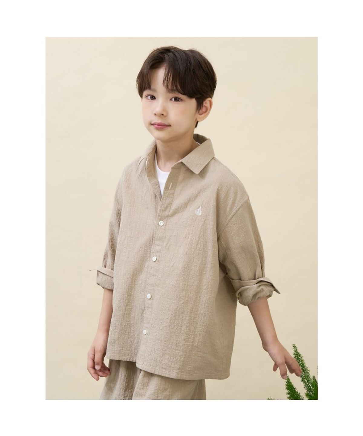 빈폴 키즈(BEANPOLE KIDS) 클래식 산들 오버핏 셔츠 - 베이지