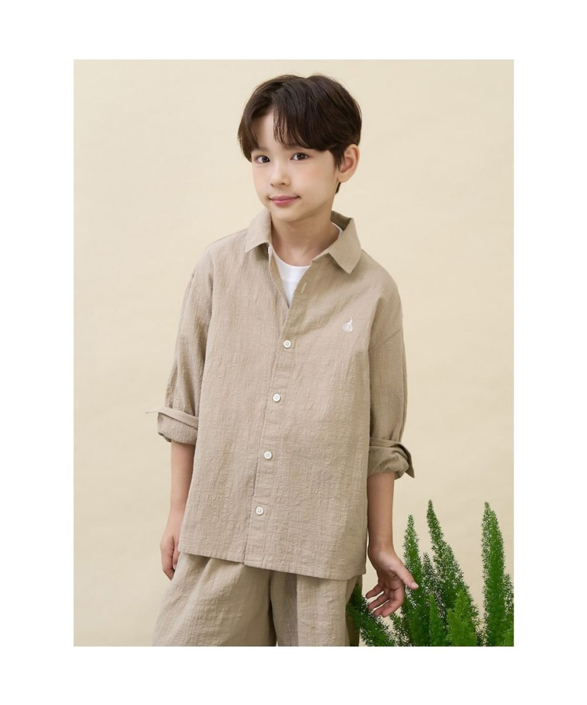 빈폴 키즈(BEANPOLE KIDS) 클래식 산들 오버핏 셔츠 - 베이지