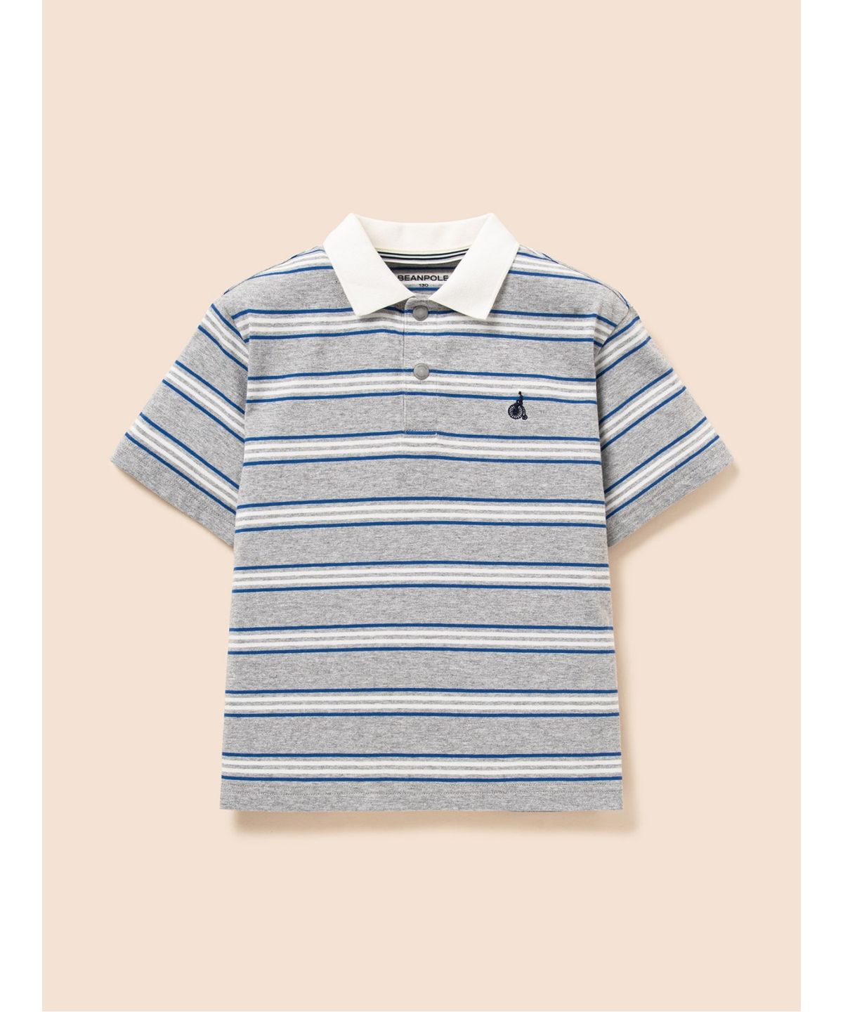빈폴 키즈(BEANPOLE KIDS) 멀티 스트라이프 티카라 반소매 티셔츠 - 그레이