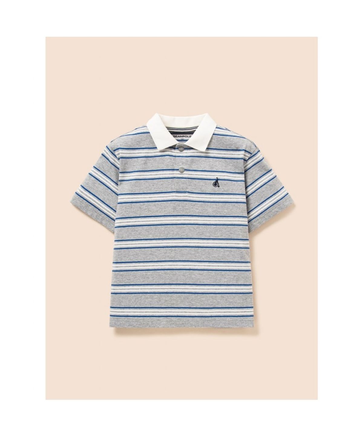 빈폴 키즈(BEANPOLE KIDS) 멀티 스트라이프 티카라 반소매 티셔츠 - 그레이