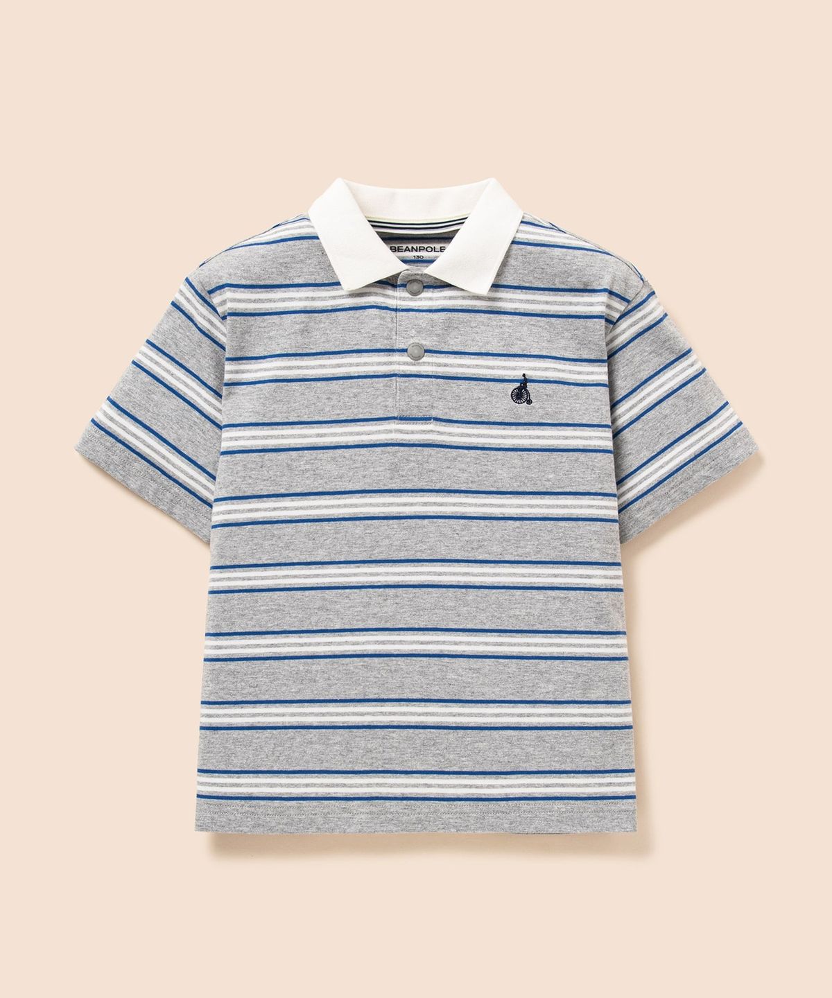 빈폴 키즈(BEANPOLE KIDS) 멀티 스트라이프 티카라 반소매 티셔츠 - 그레이
