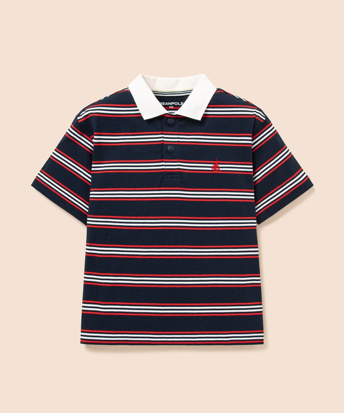 빈폴 키즈(BEANPOLE KIDS) 멀티 스트라이프 티카라 반소매 티셔츠 - 네이비