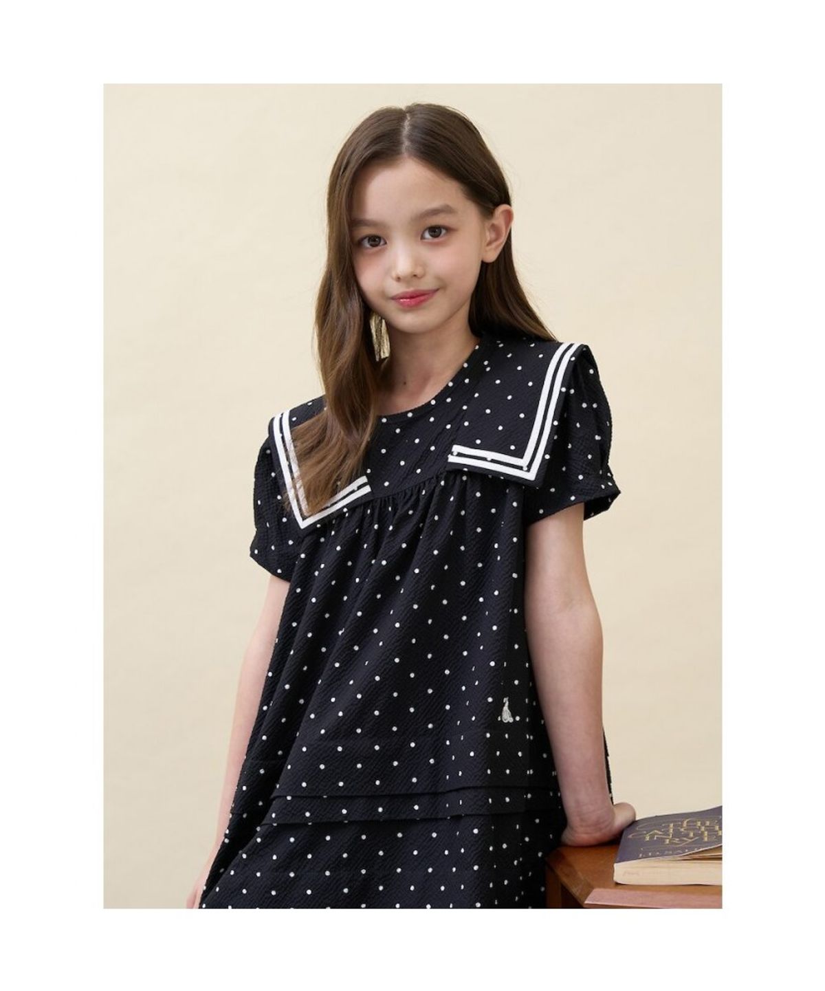 빈폴 키즈(BEANPOLE KIDS) 도트 시어서커 원피스 - 블랙