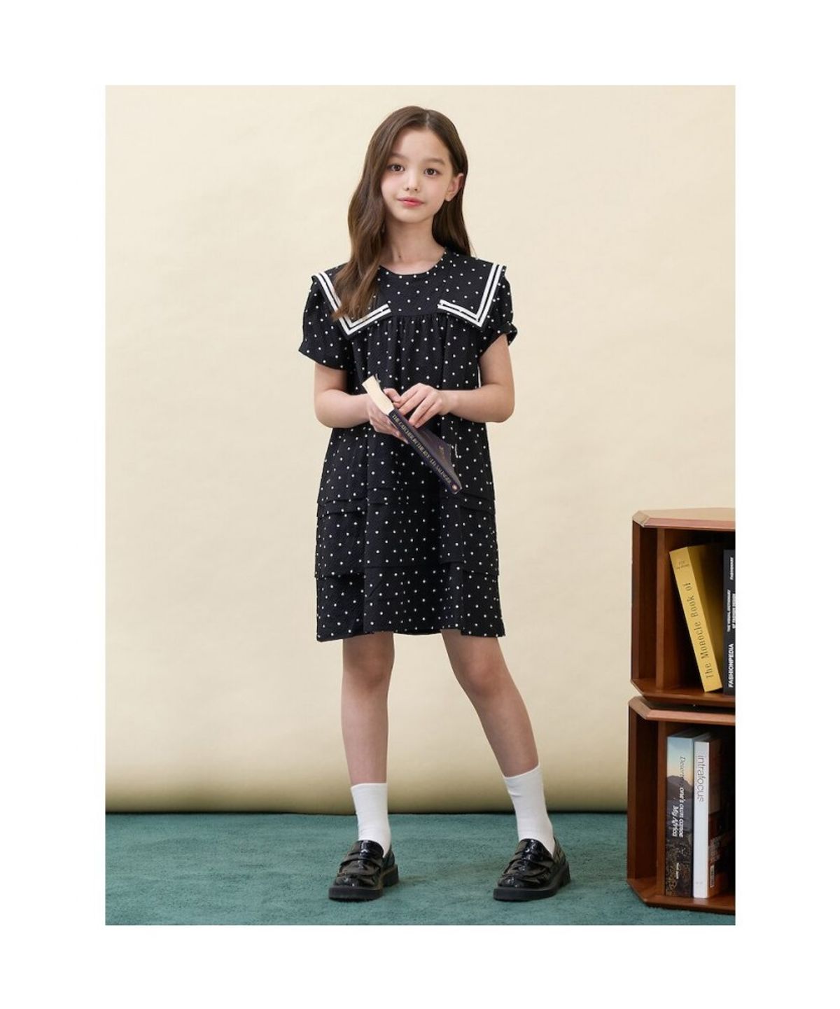 빈폴 키즈(BEANPOLE KIDS) 도트 시어서커 원피스 - 블랙