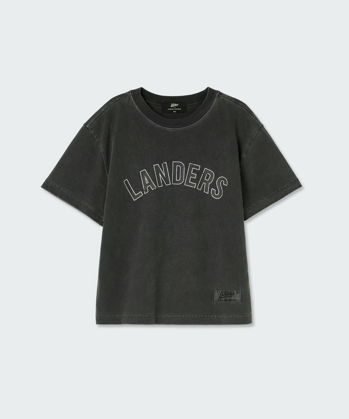 무신사 스탠다드 키즈(MUSINSA STANDARD KIDS) [SSG 랜더스 컬래버] 랜더스 피그먼트 다이드 티셔츠 [차콜 그레이]