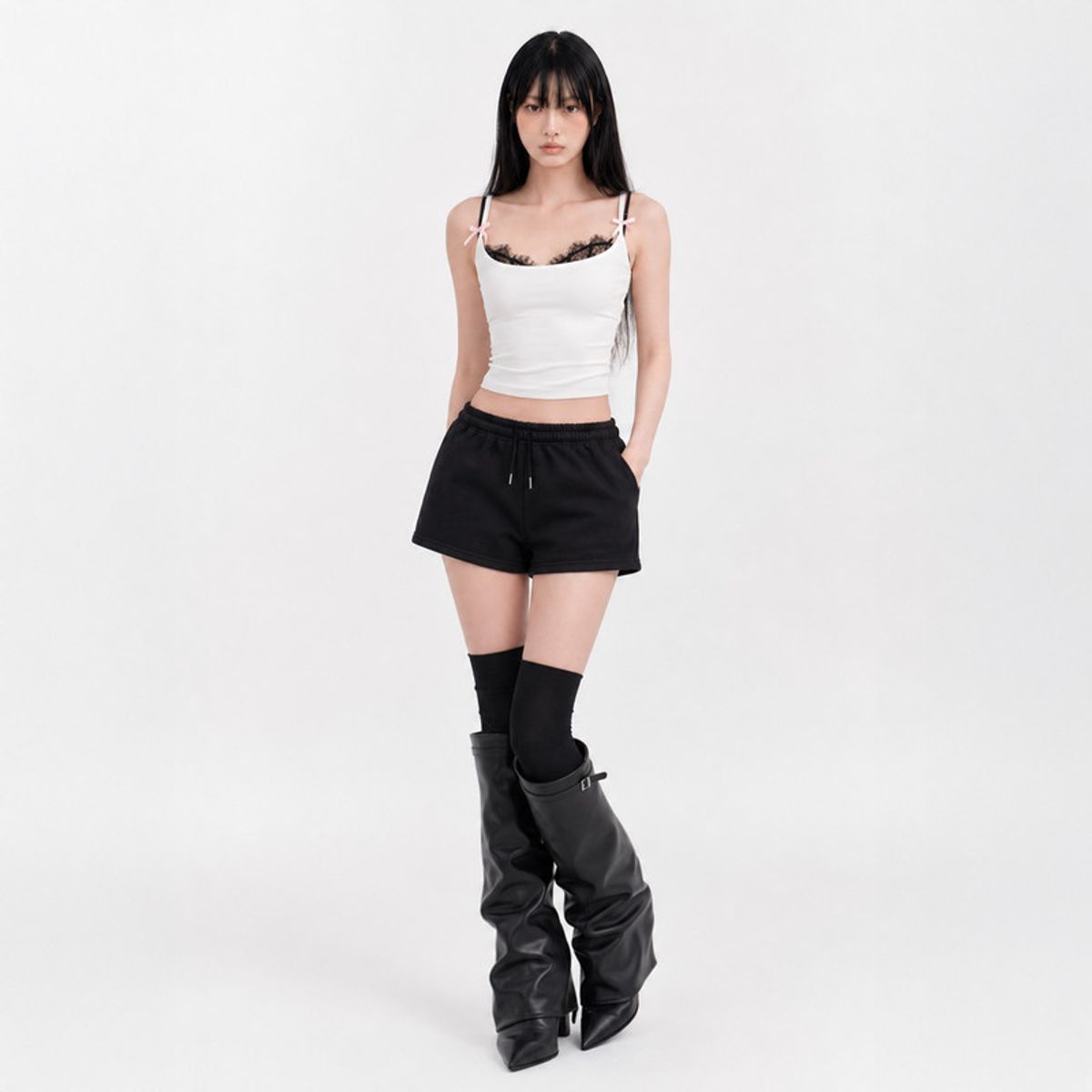 언더오프(UNDEROFF) A라인 마이크로 스웻 쇼츠 블랙