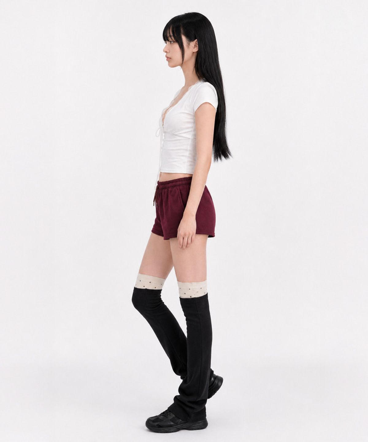 언더오프(UNDEROFF) A라인 마이크로 스웻 쇼츠 버건디