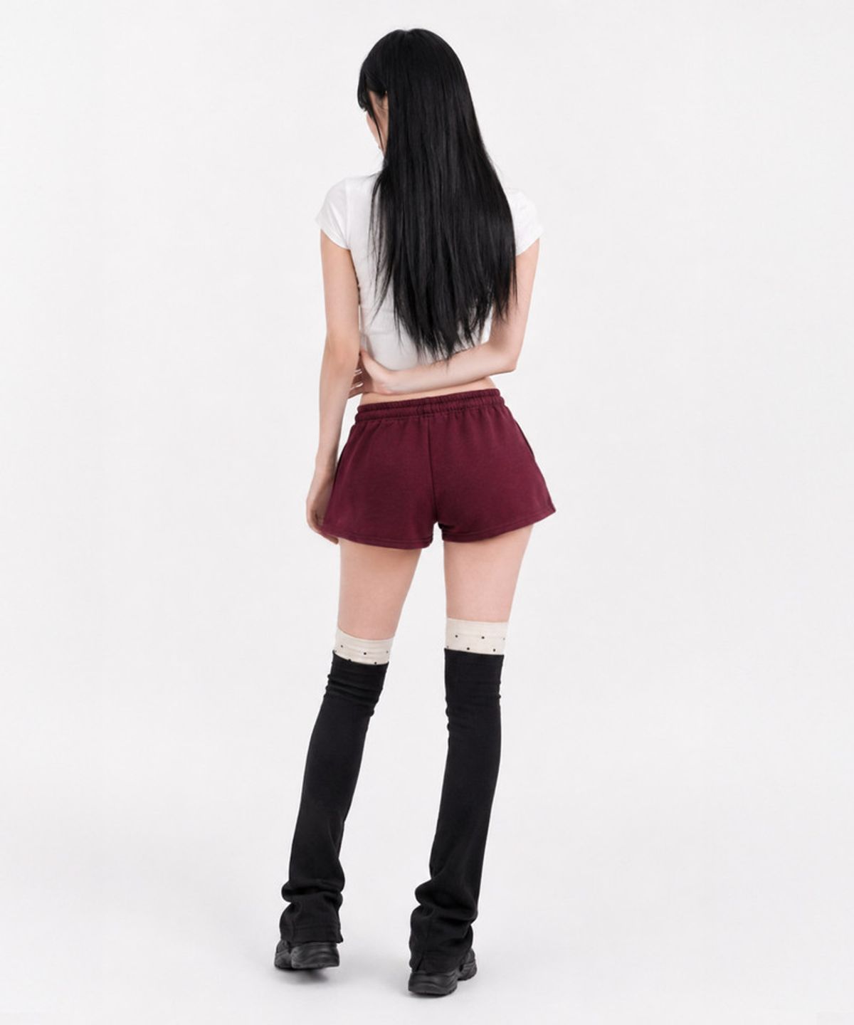 언더오프(UNDEROFF) A라인 마이크로 스웻 쇼츠 버건디