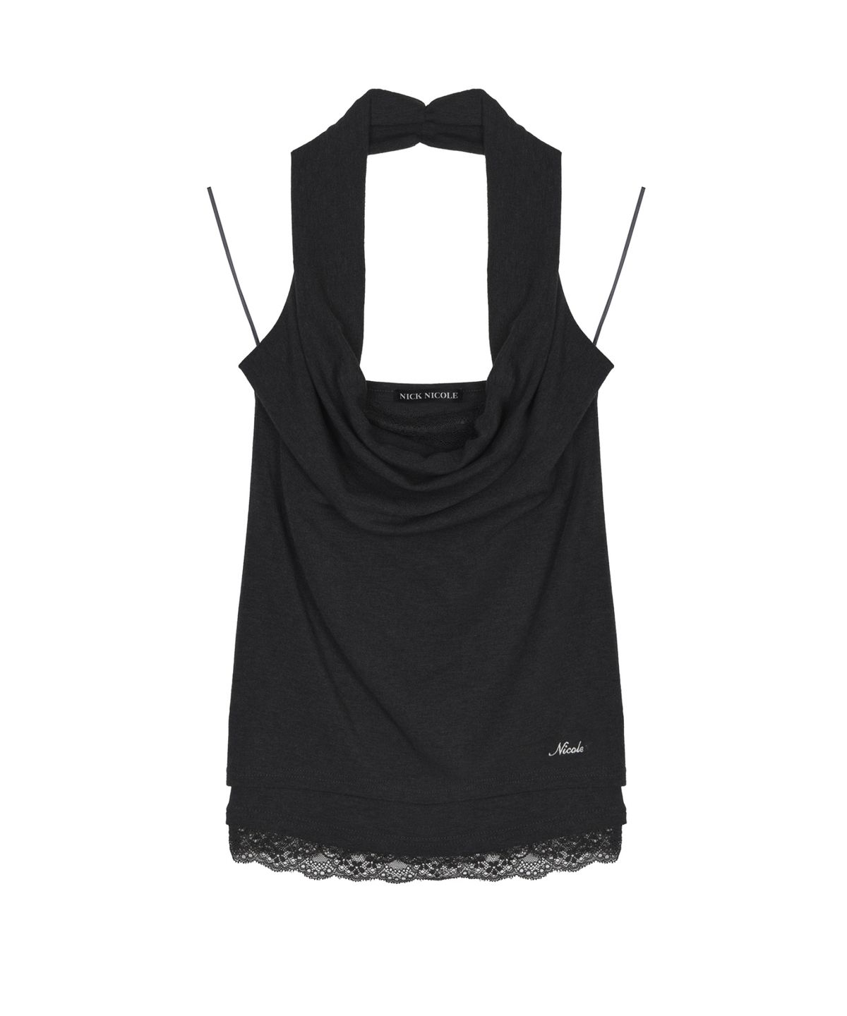 닉앤니콜(NICK&NICOLE) LAYERD DRAPE HALTER TOP_BLACK