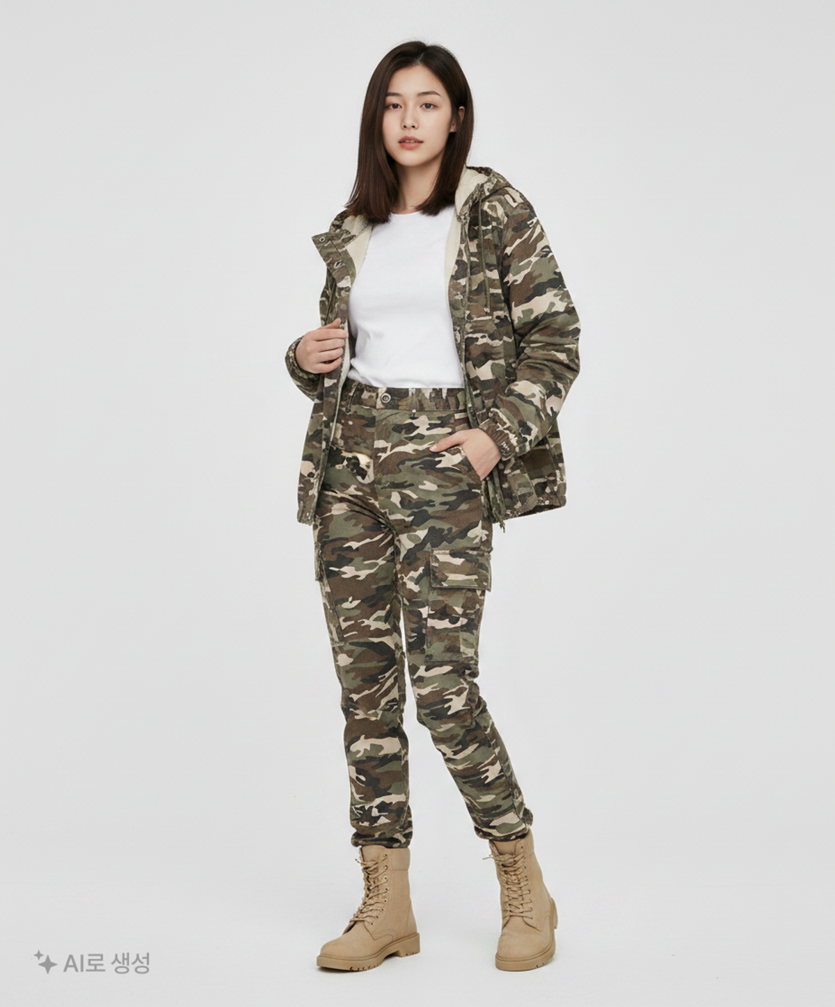 엠버잭(AMBERJACK) 카모플라주 후디(베이지) FREE