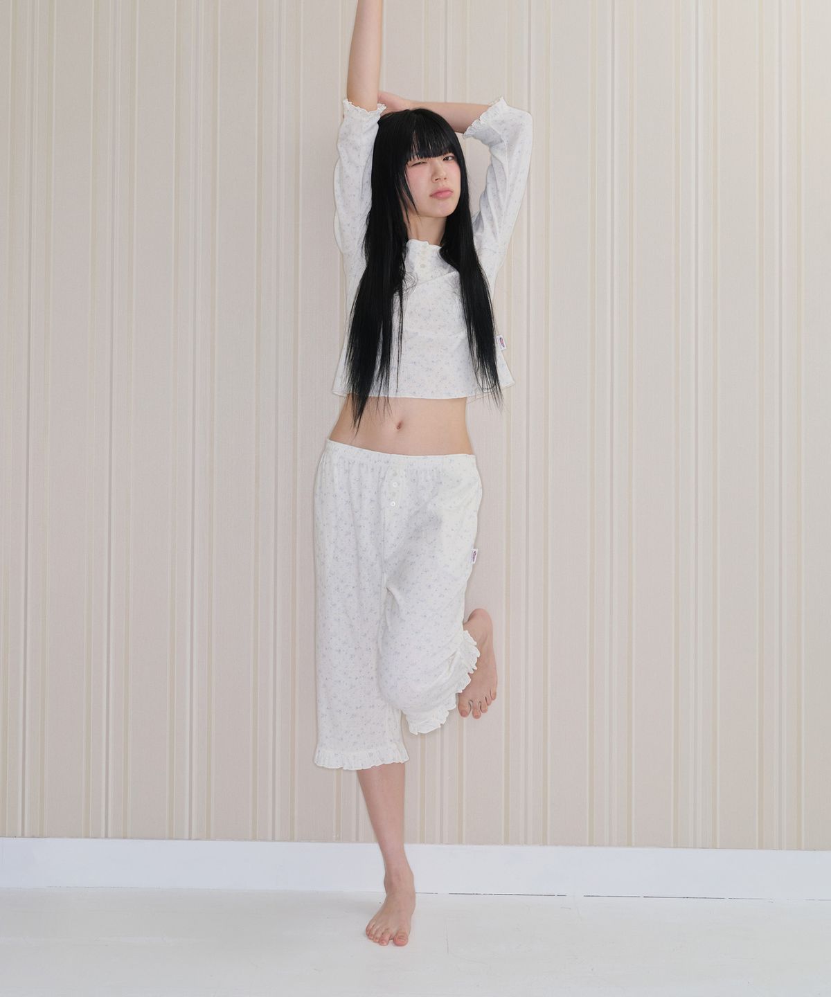 아메스 월드와이드(AMES-WORLDWIDE) PPG TWINKLE PAJAMA SET-UP CREAM