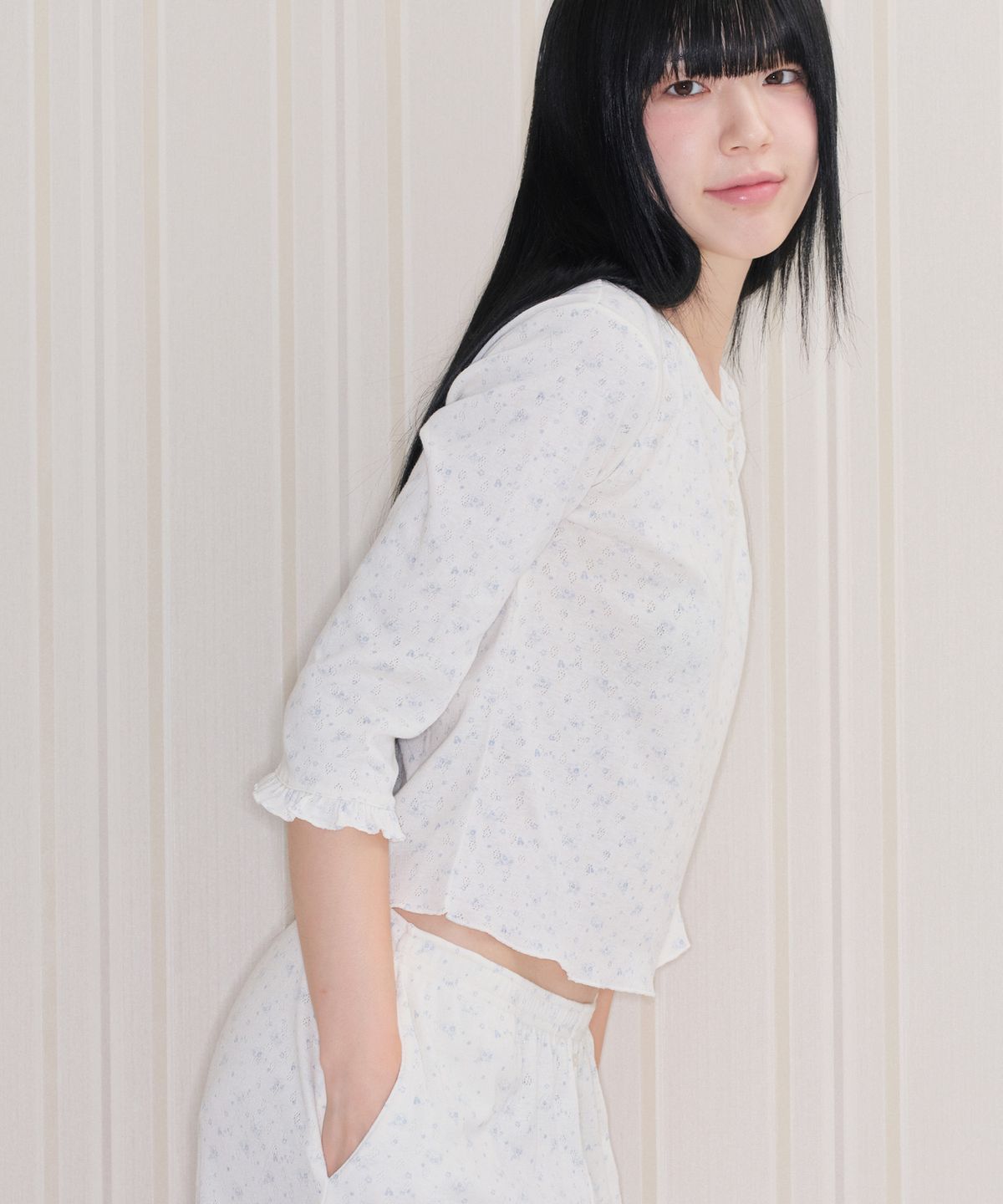 아메스 월드와이드(AMES-WORLDWIDE) PPG TWINKLE PAJAMA SET-UP CREAM