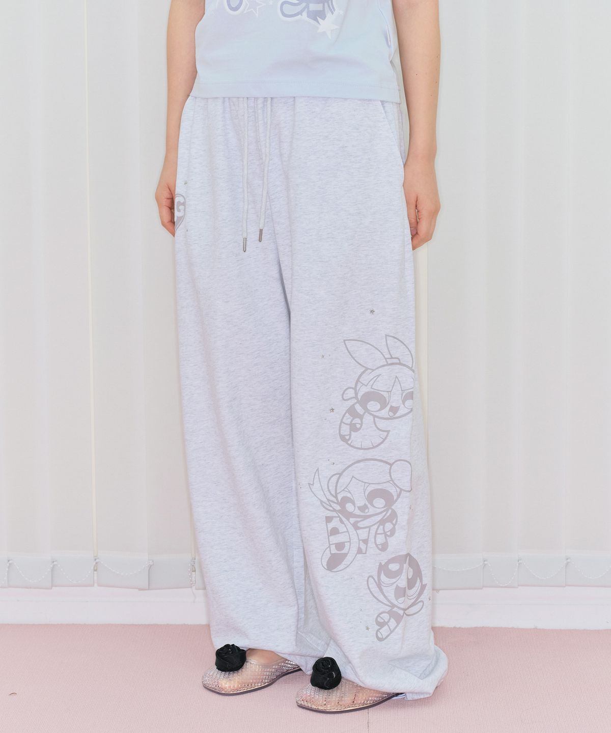 아메스 월드와이드(AMES-WORLDWIDE) PPG HOTFIX DRAWING SWEAT PANTS LIGHT GREY