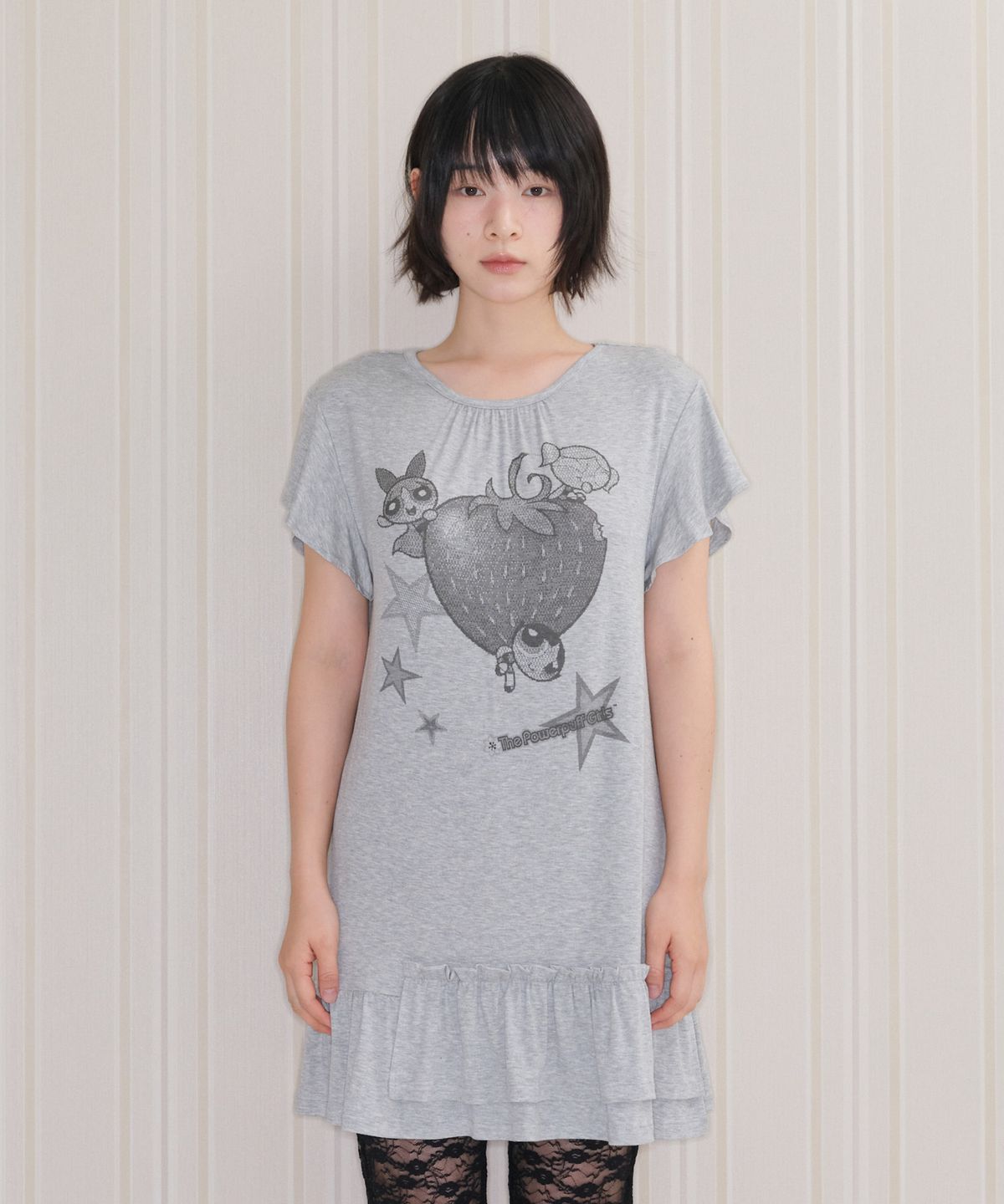 아메스 월드와이드(AMES-WORLDWIDE) PPG RUFFLE MINI DRESS GREY