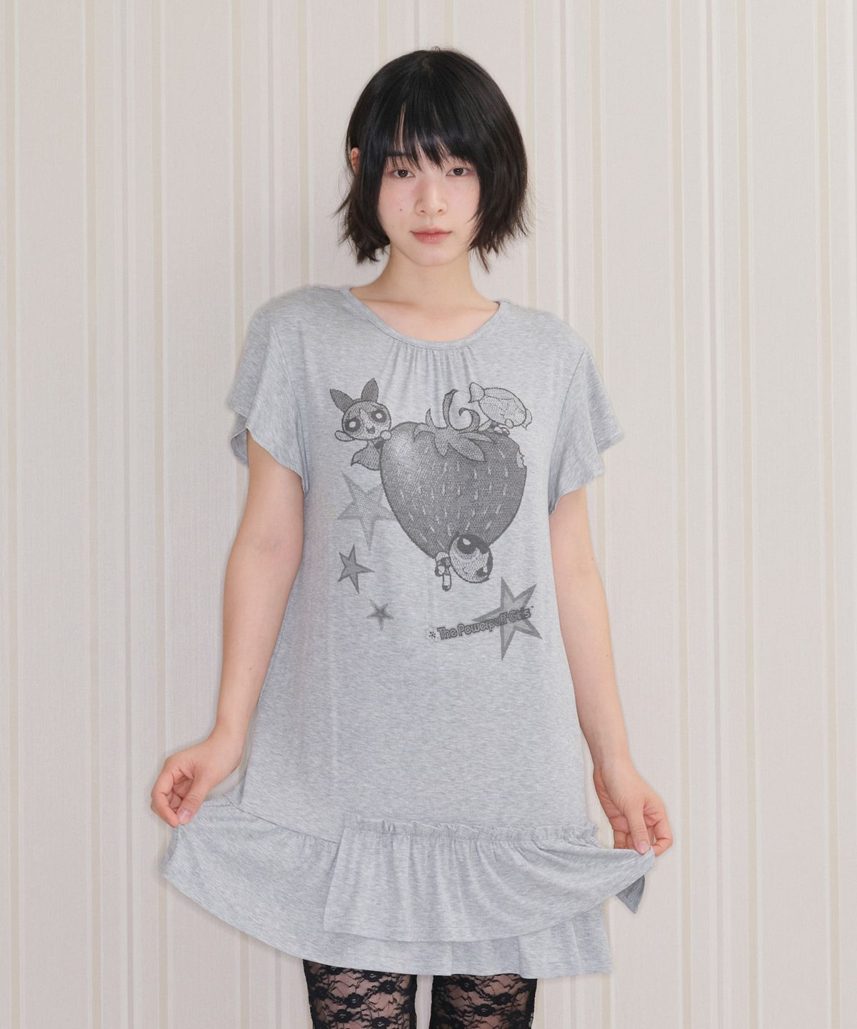 아메스 월드와이드(AMES-WORLDWIDE) PPG RUFFLE MINI DRESS GREY