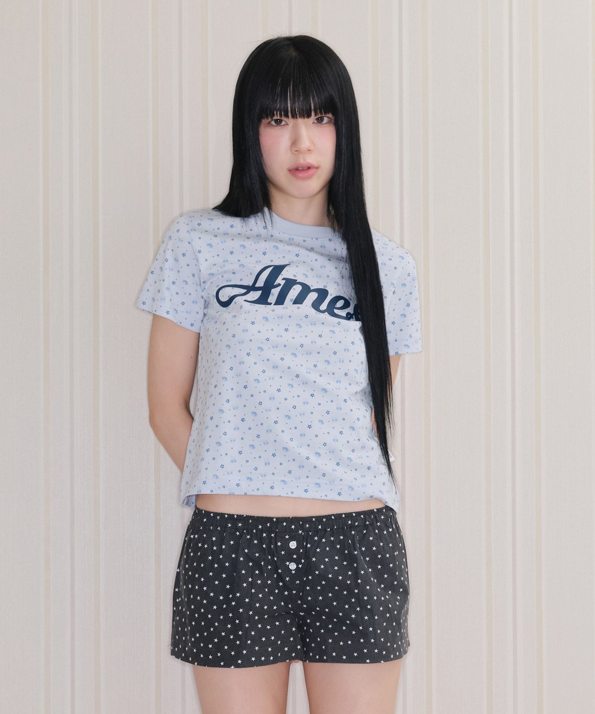 아메스 월드와이드(AMES-WORLDWIDE) PPG TWINKLE CROP TEE SKY BLUE