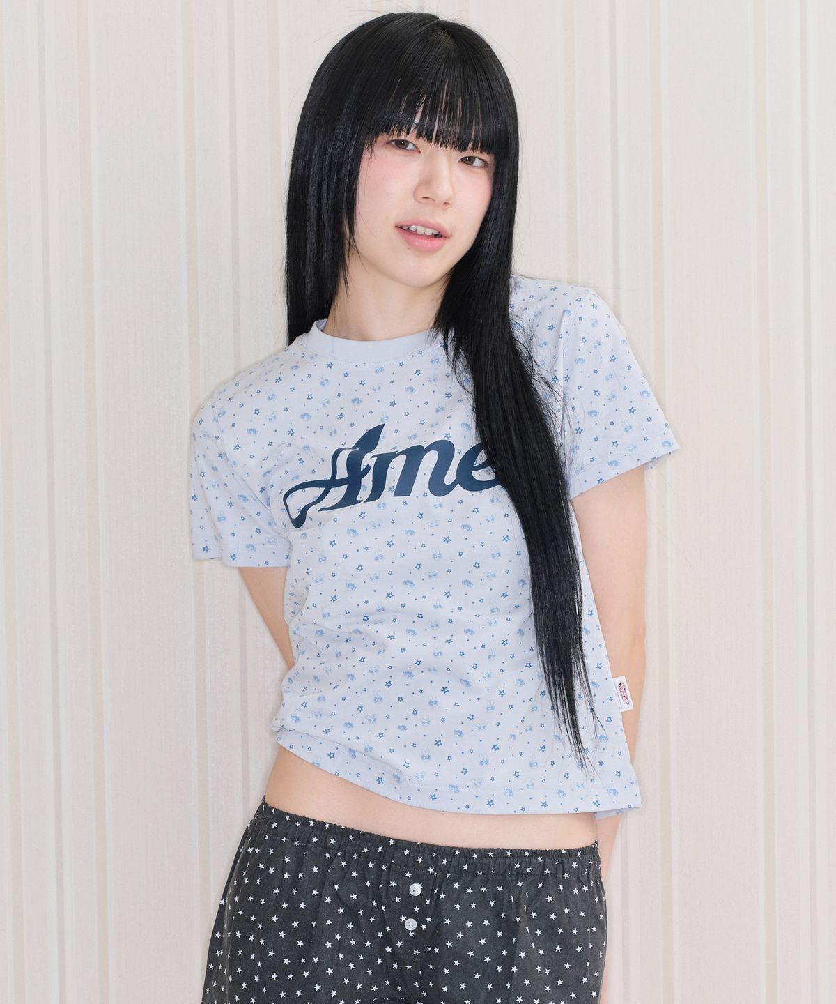 아메스 월드와이드(AMES-WORLDWIDE) PPG TWINKLE CROP TEE SKY BLUE