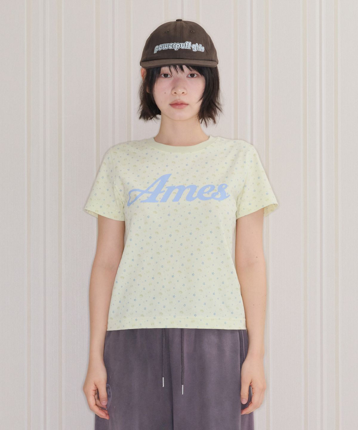 아메스 월드와이드(AMES-WORLDWIDE) PPG TWINKLE CROP TEE YELLOW