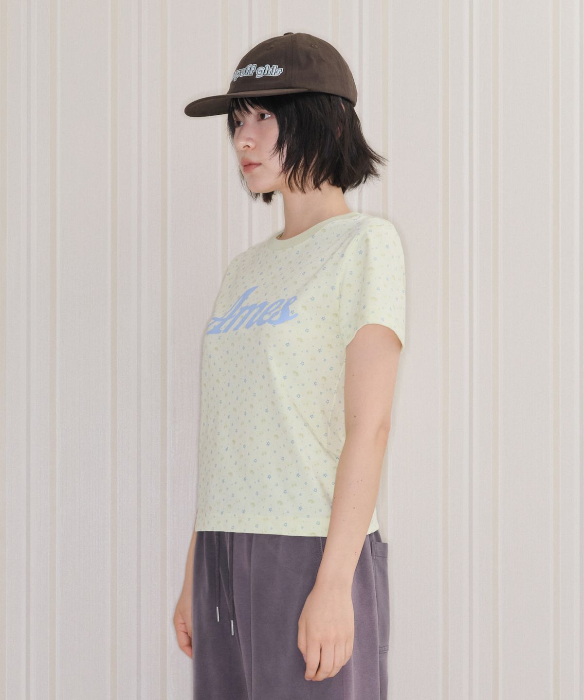 아메스 월드와이드(AMES-WORLDWIDE) PPG TWINKLE CROP TEE YELLOW