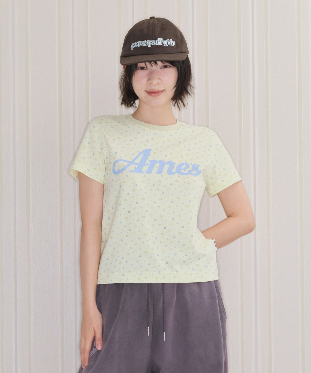 아메스 월드와이드(AMES-WORLDWIDE) PPG TWINKLE CROP TEE YELLOW