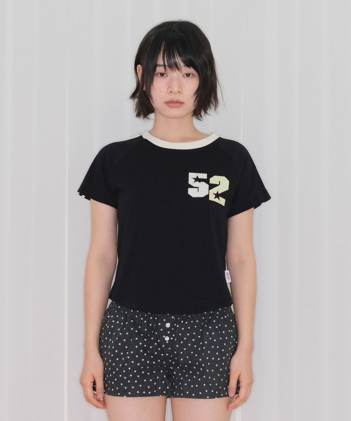 아메스 월드와이드(AMES-WORLDWIDE) PPG 52 ROUND HEM CROP TEE BLACK