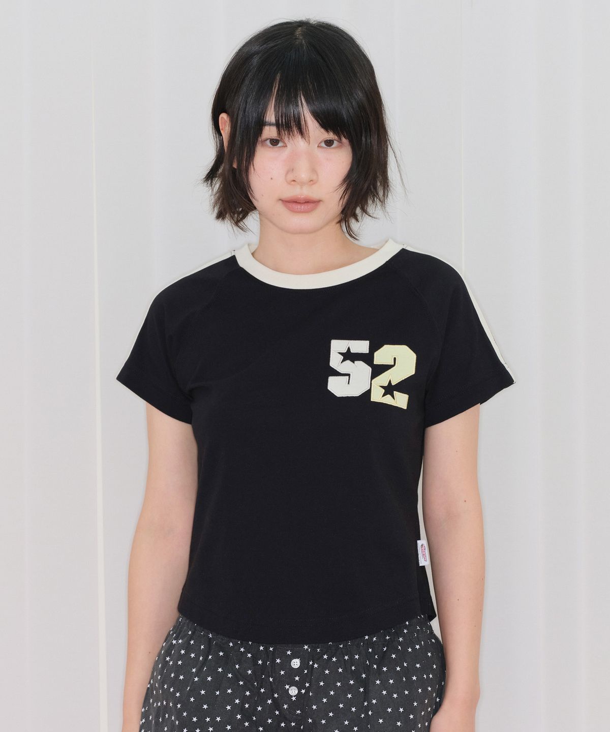 아메스 월드와이드(AMES-WORLDWIDE) PPG 52 ROUND HEM CROP TEE BLACK