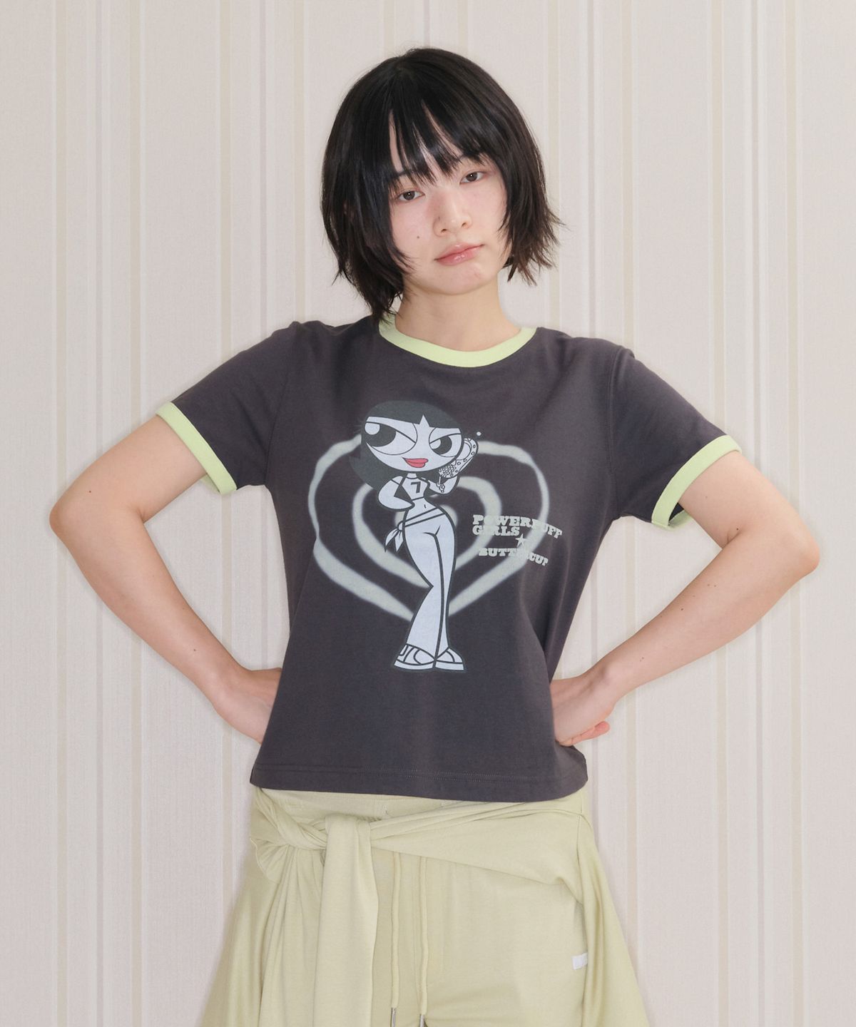 아메스 월드와이드(AMES-WORLDWIDE) PPG GIRL RINGER TEE CHARCOAL