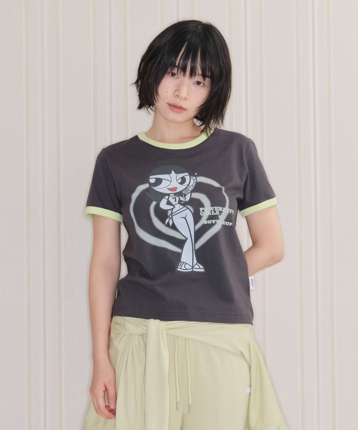 아메스 월드와이드(AMES-WORLDWIDE) PPG GIRL RINGER TEE CHARCOAL