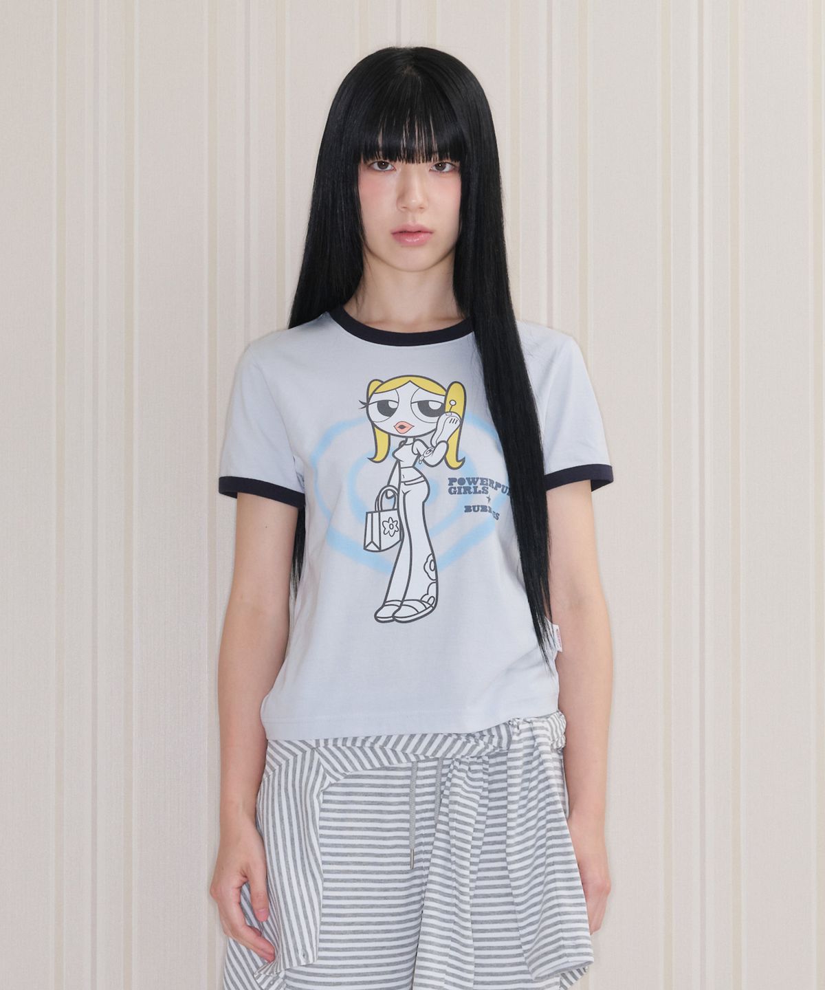 아메스 월드와이드(AMES-WORLDWIDE) PPG GIRL RINGER TEE SKY BLUE