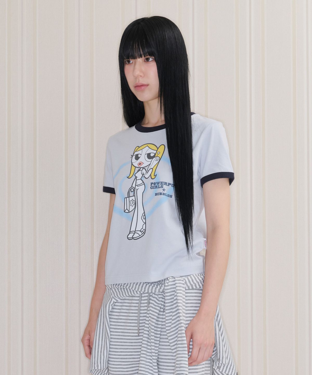 아메스 월드와이드(AMES-WORLDWIDE) PPG GIRL RINGER TEE SKY BLUE