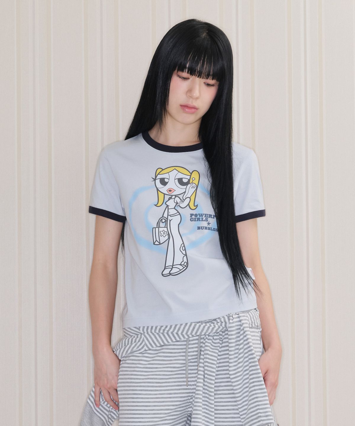 아메스 월드와이드(AMES-WORLDWIDE) PPG GIRL RINGER TEE SKY BLUE