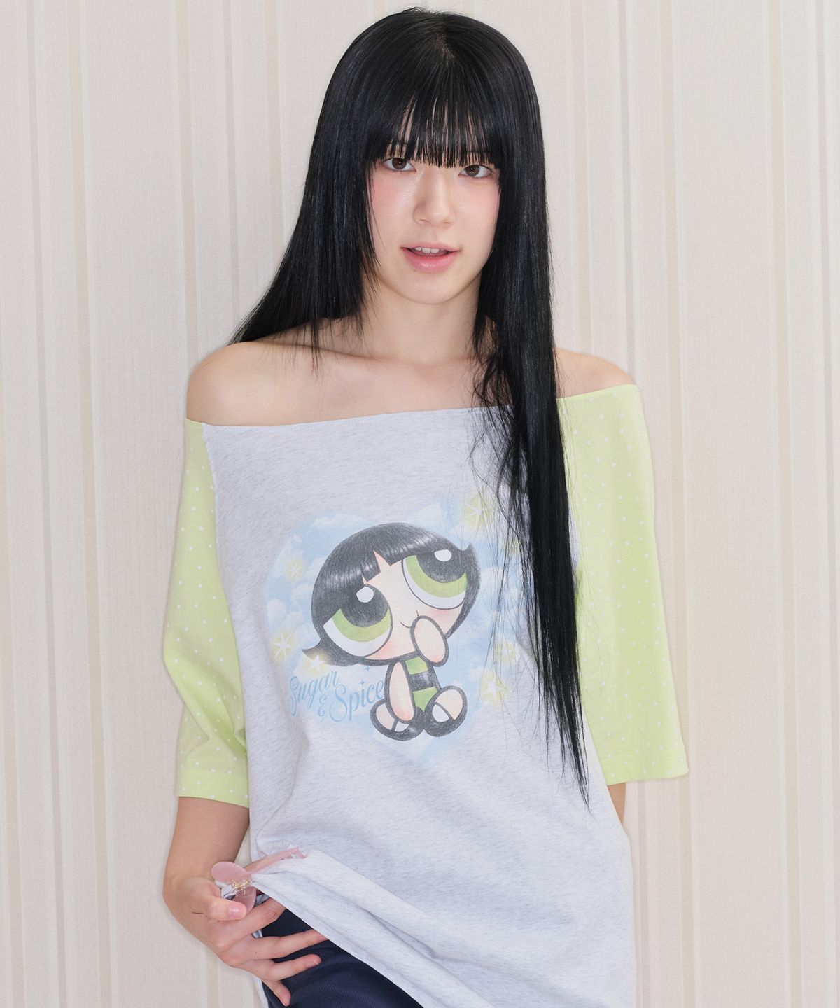아메스 월드와이드(AMES-WORLDWIDE) PPG HEART RAGLAN OFF SHOULDER TEE LIGHT GREY