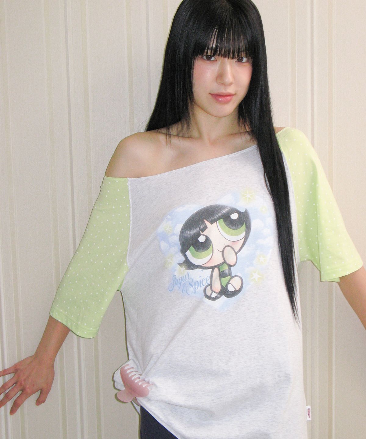 아메스 월드와이드(AMES-WORLDWIDE) PPG HEART RAGLAN OFF SHOULDER TEE LIGHT GREY